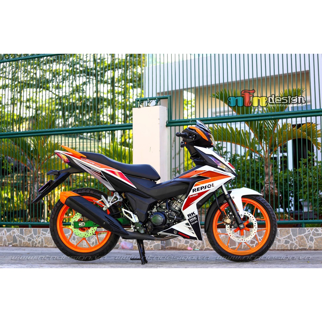 Tem rời dán xe winner v1 mẫu repsol trắng cam cực đẹp, hàng 3 lớp chất lượng cao bill decal tem xe chất lượng cao