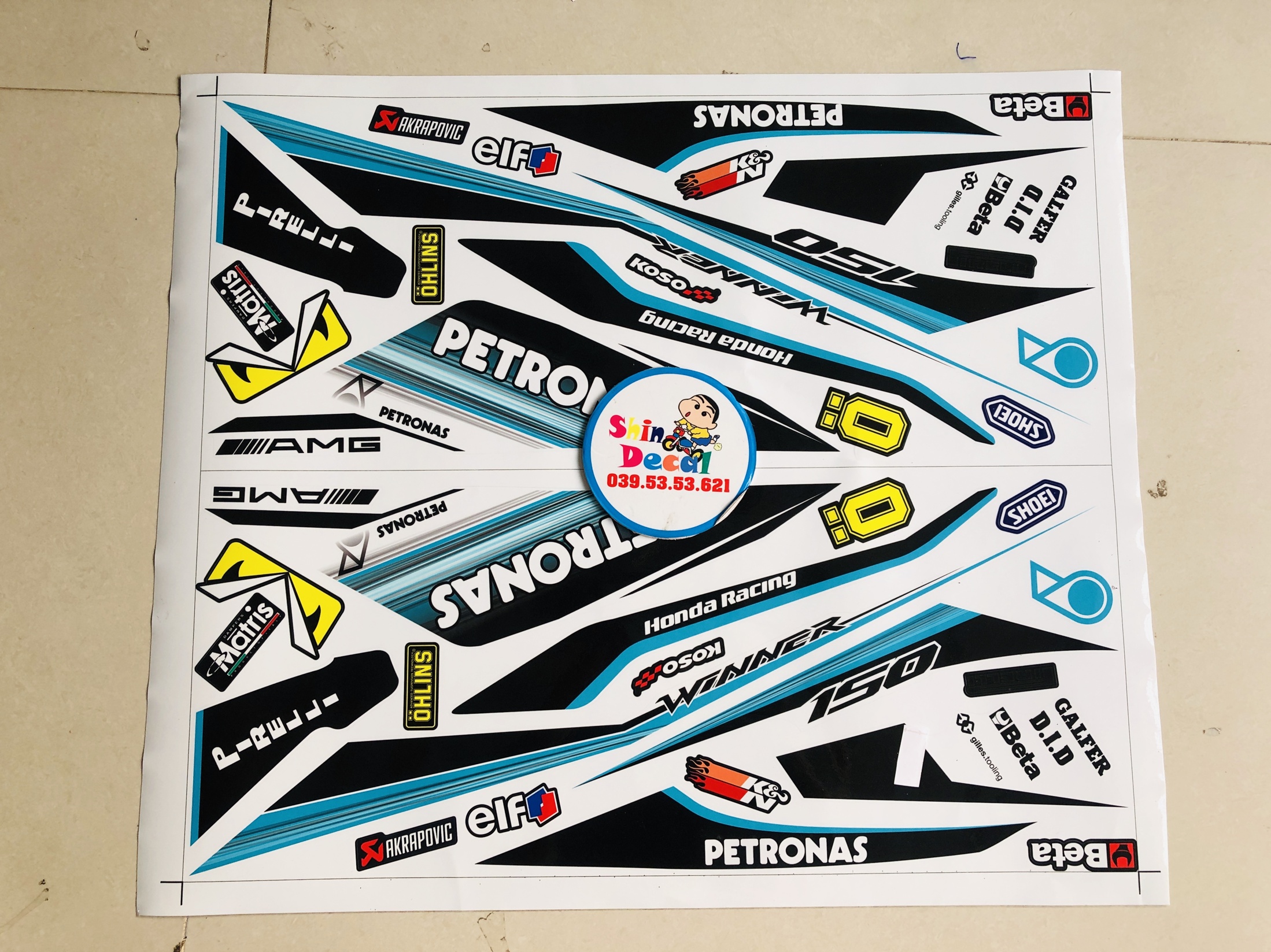 Tem rời winner petronas dán xe trắng