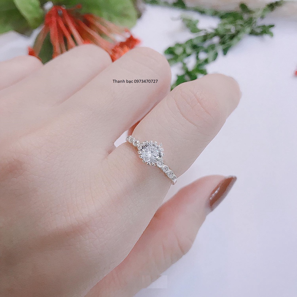 nhẫn hoa nhỏ bạc ta nguyên chất xinh