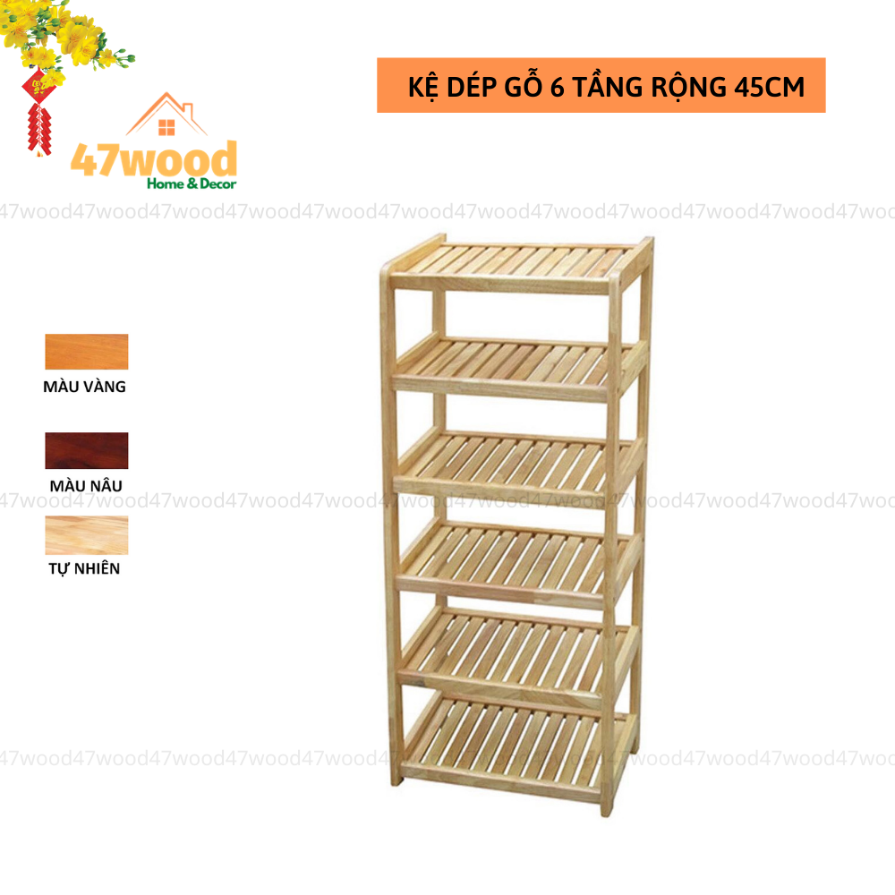 KỆ GIÀY DÉP GỖ 6 TẦNG 45CM