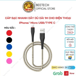 Cáp sạc bọc dù, dây sạc dài 1m cho iPhone MicroUSB TypeC - Beetech thumbnail