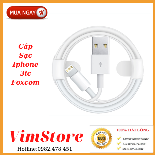 Cáp Sạc Iphone 3ic Foxcom cho Iphone 5, 6, 6plus, 7, 7plus, 8, 8plus