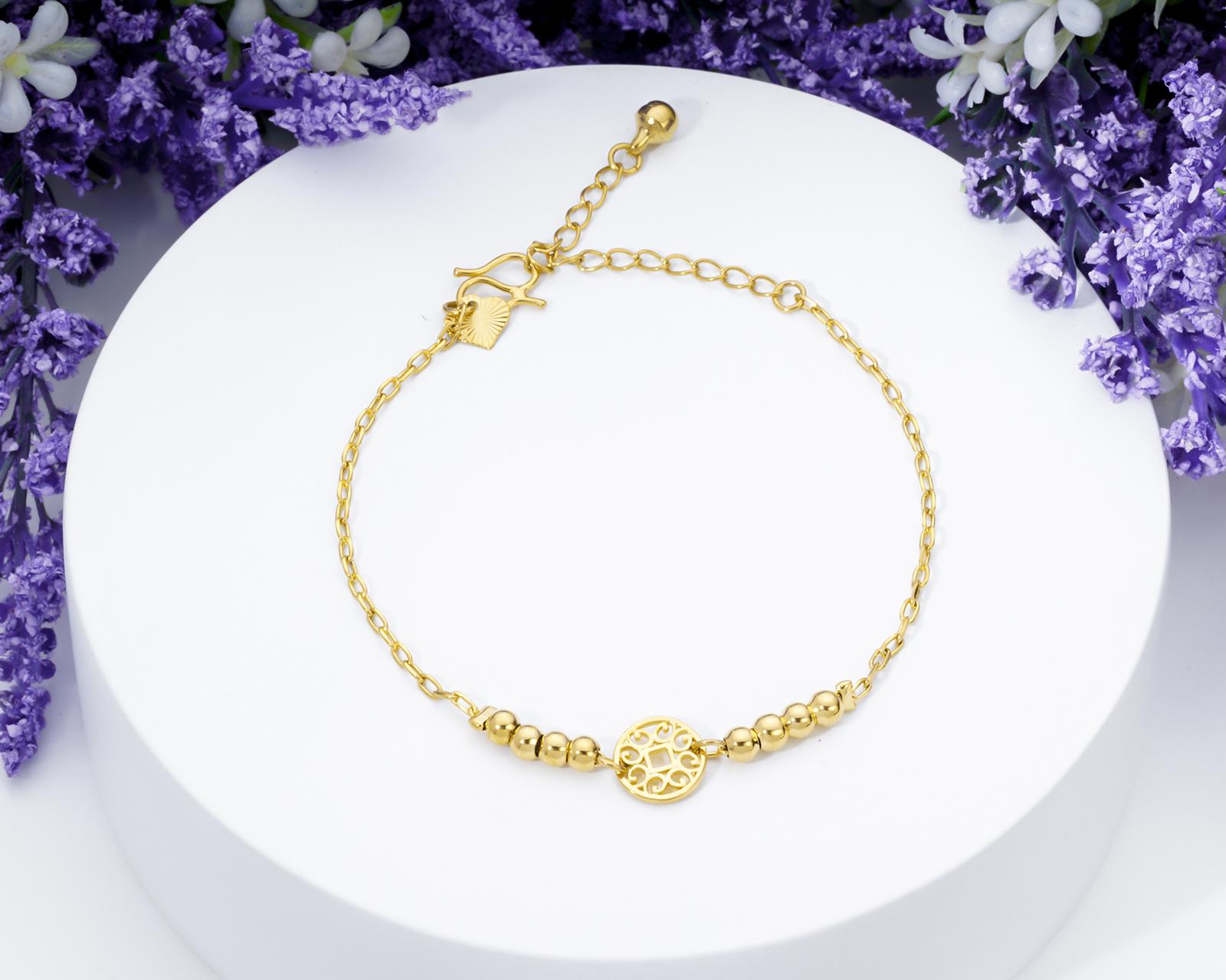Lắc chân đồng tiền mạ vàng 18k uha - lc02