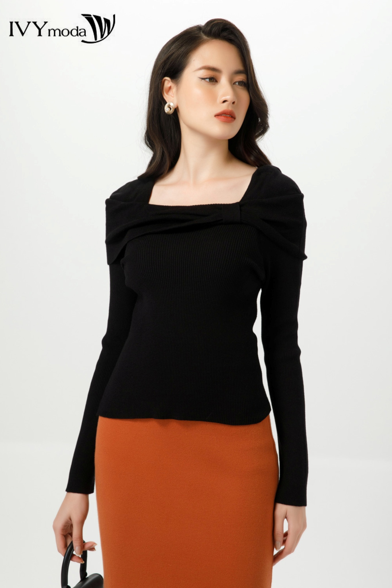 Áo len gân cổ cách điệu IVY Moda MS 58B8861