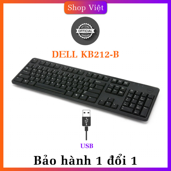 Bàn phím có dây Dell KB212-b cao cấp mỏng nhẹ, cổng USB