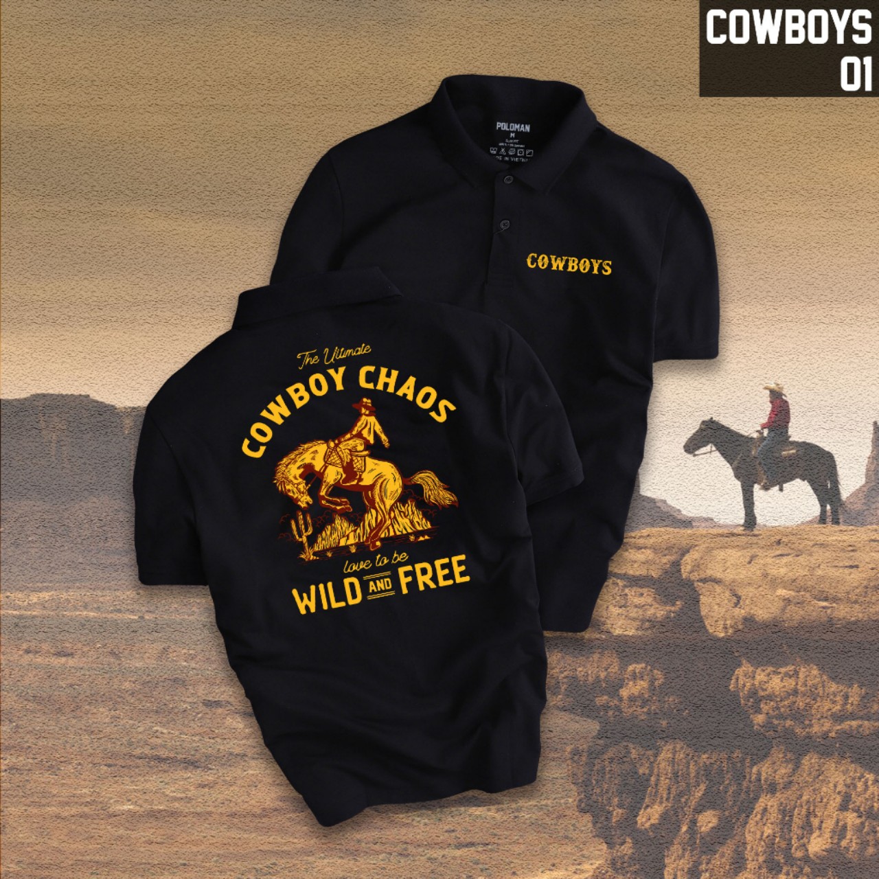 Áo thun cổ trụ cổ bâu COWBOYS(VẢI DA CÁ) - AOTHUNSN