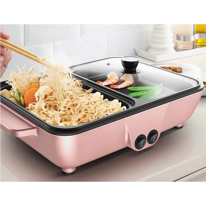 [HCM][ NỒI LẨU NƯỚNG 2IN1 ĐA NĂNG ] - NỒI LẨU NƯỚNG ĐIỆN CHIA 2 NGĂN MINI