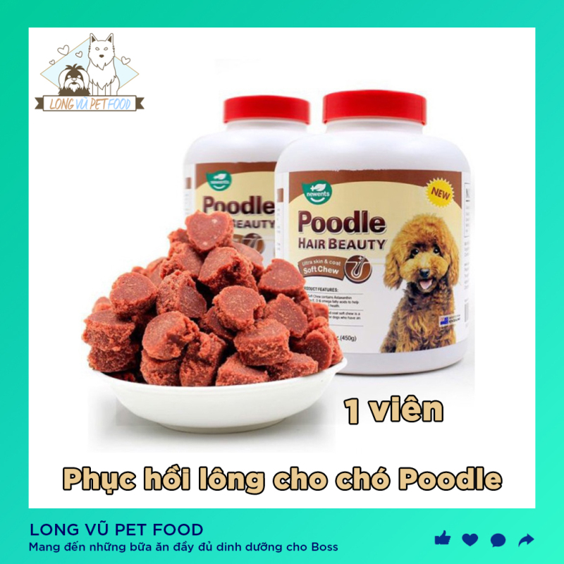 1 viên Poodle Hair Beauty giúp phục hồi màu lông cho chó Poodle - Long Vũ Pet Food