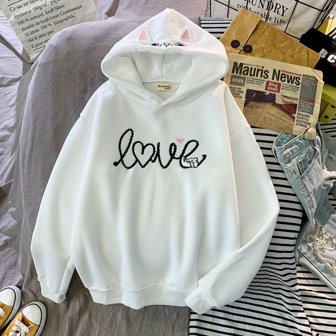 [HCM][FREE SHIP TOÀN QUỐC] ÁO KHOÁC UNISEX  ÁO KHOÁC Nỉ  ÁO KHOÁC HOODIE ÁO KHOÁC HOODIE NỮ  ÁO HOODIE ÁO CADIGAN MIX THÊU LOVE NỈ CHUI SIÊU ĐẸP SIÊU XINH BL