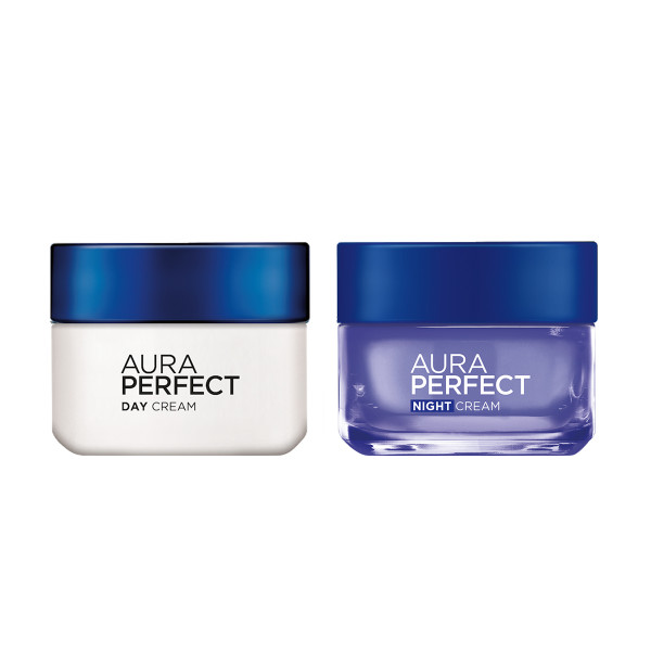 Bộ dưỡng da trắng mượt đều màu kem ngày và kem đêm L'Oréal Paris Aura Perfect 50ml x 2