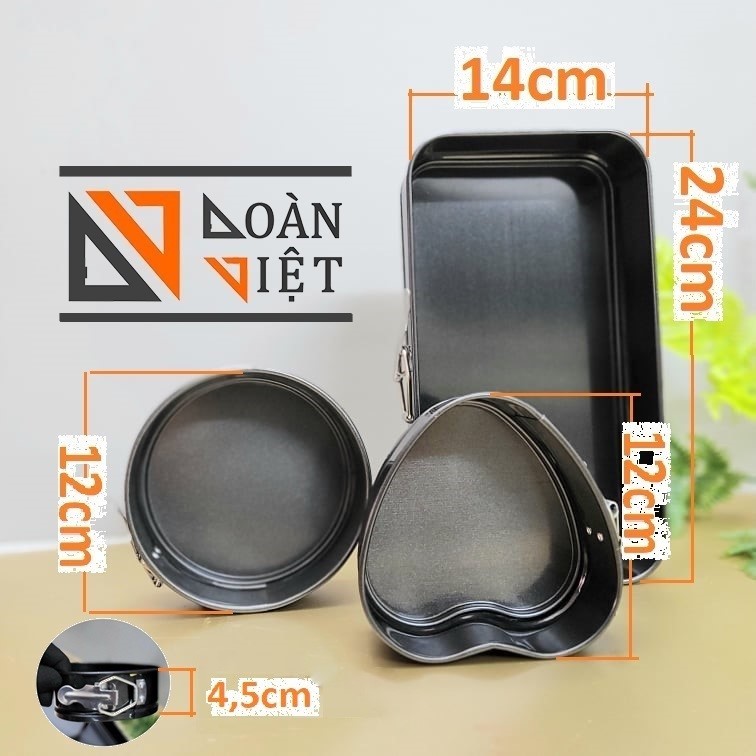 Bộ Khuôn Gài Chống dính Hình Tim - Tròn - Chữ Nhật. Khuôn Bánh Bông Lan - KHUÔN GÀI ĐẾ RỜI Thép Cacbon Không Dính. Dụng cụ làm bánh NƯỚNG TRUYỀN THỐNG gato, gateau, chiffon VUÔNG TRÒN TIM