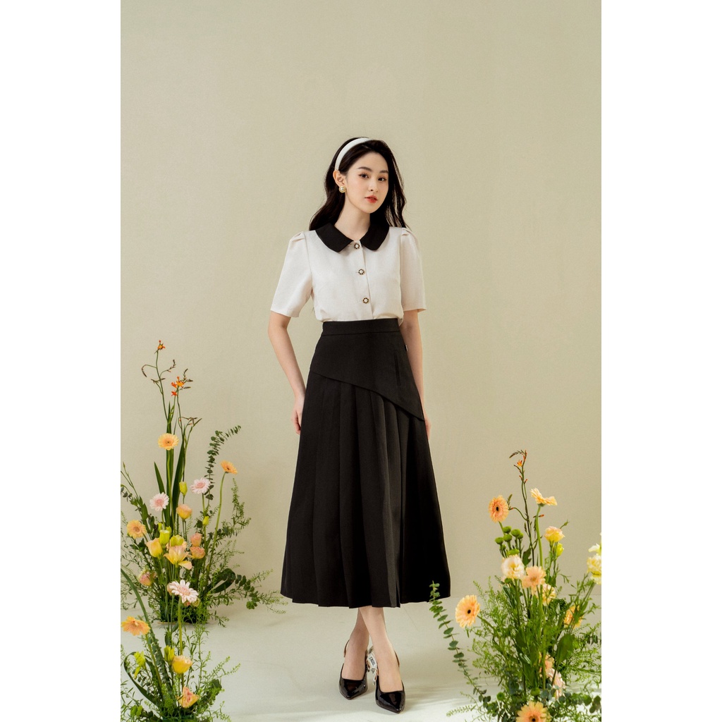 Áo sơ mi cổ đức phối tay ly TIINSTORE  AHN332