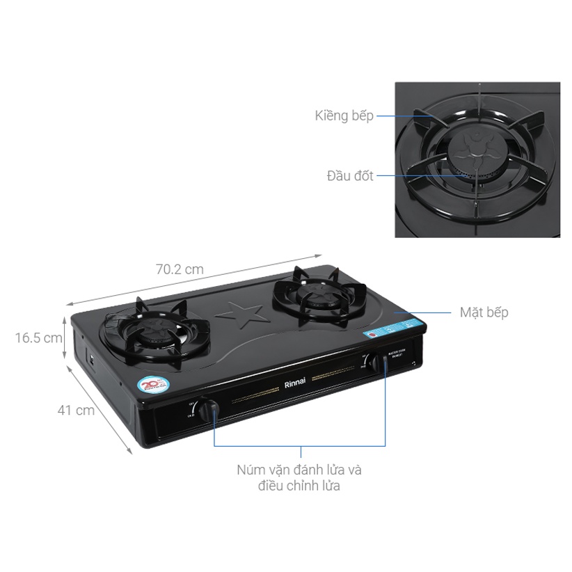 Bếp ga đôi Rinnai RV-MC27BE - Hàng chính hãng