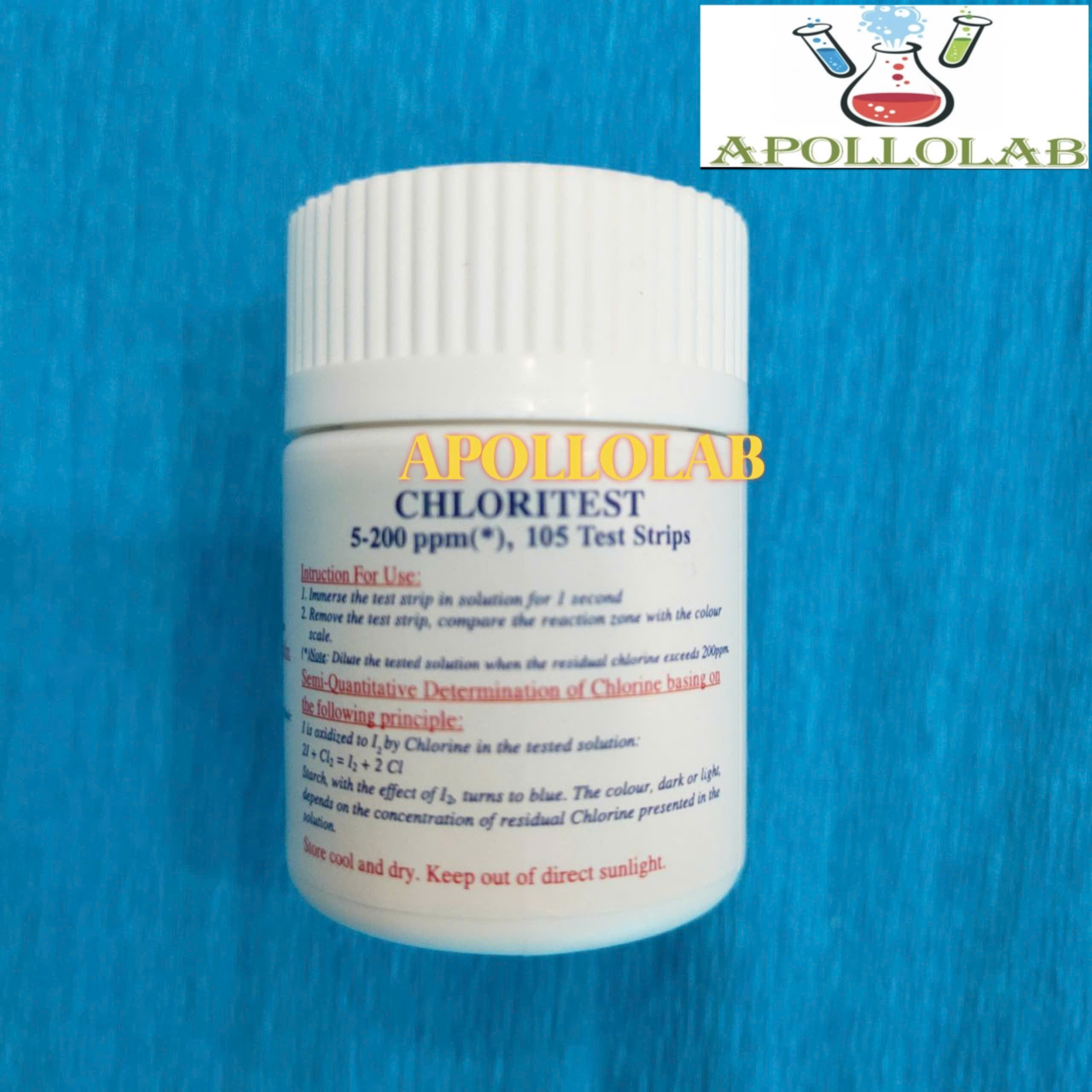 Giấy test chlorine (Clo) 5-200ppm/10-200ppm Hộp 105 hoặc 100 que thử