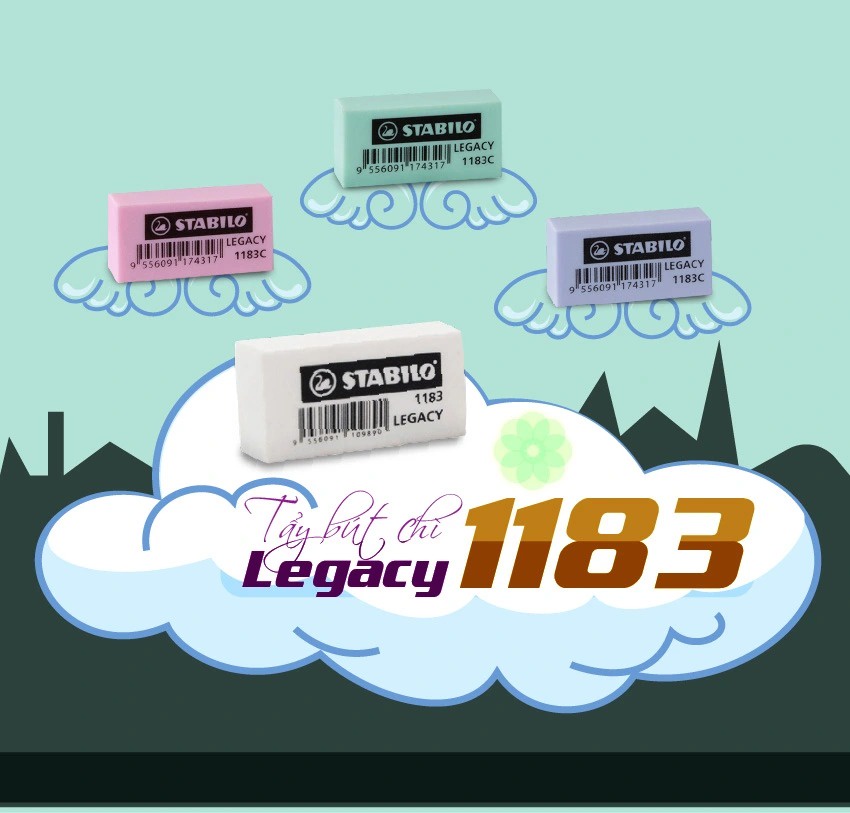 Gôm tẩy nhỏ STABILO Legacy trắng/màu (ER183)