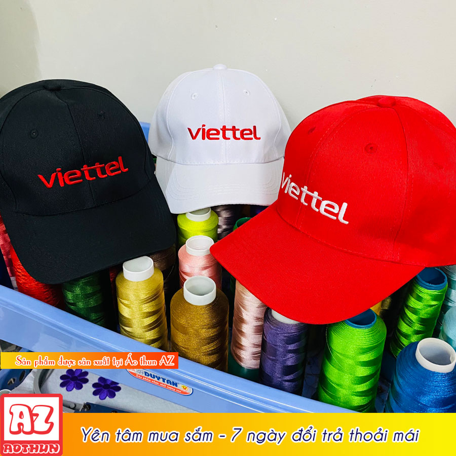 Nón kết thêu logo Viettel (kết thường, 3 màu đen trắng đỏ) AT42