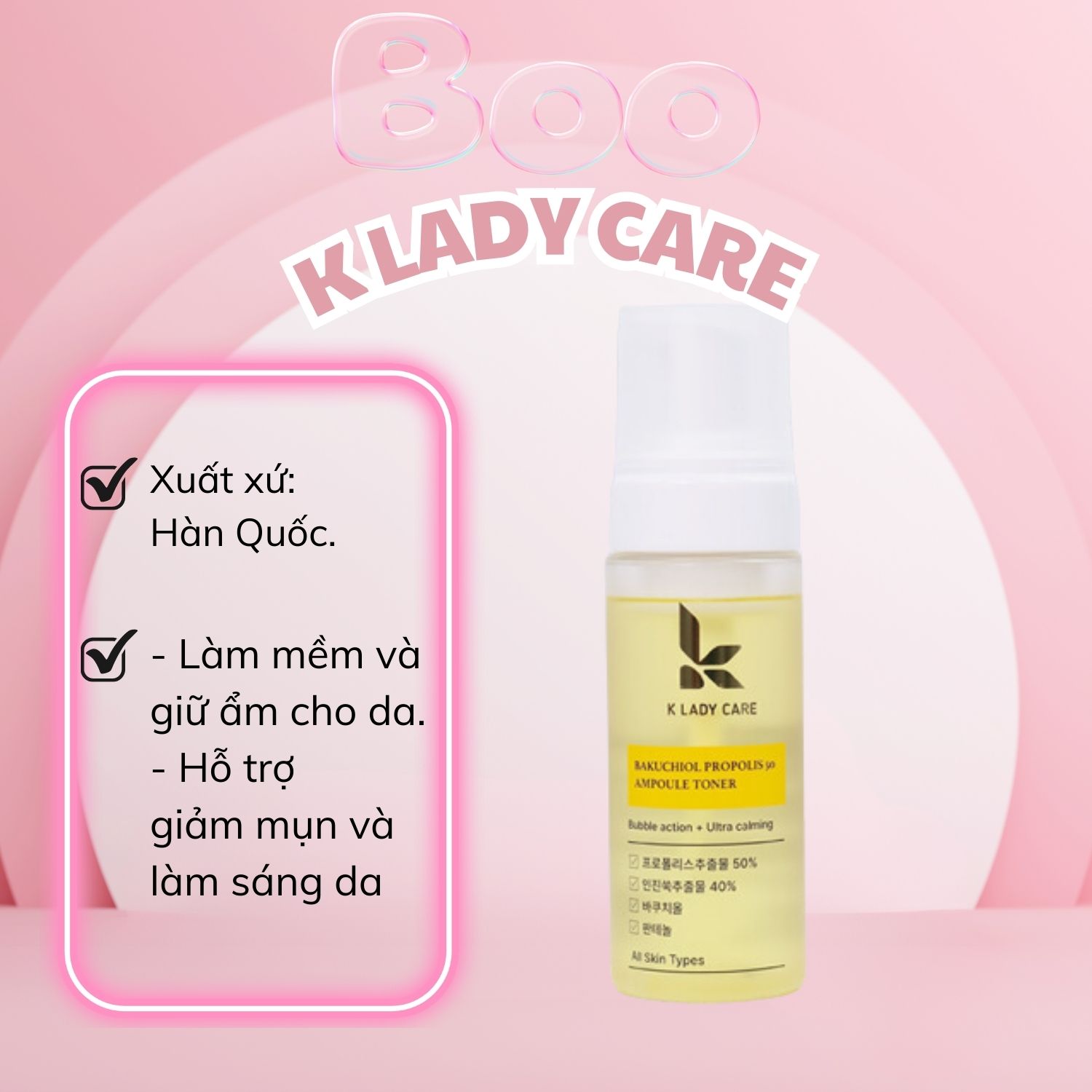 Nước Hoa Hồng K Lady Care Bakuchiol Propolis