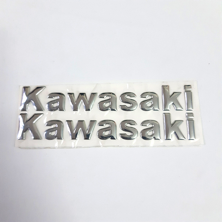 Bộ 2 miếng dán nổi chữ Kawasaki (Đỏ)