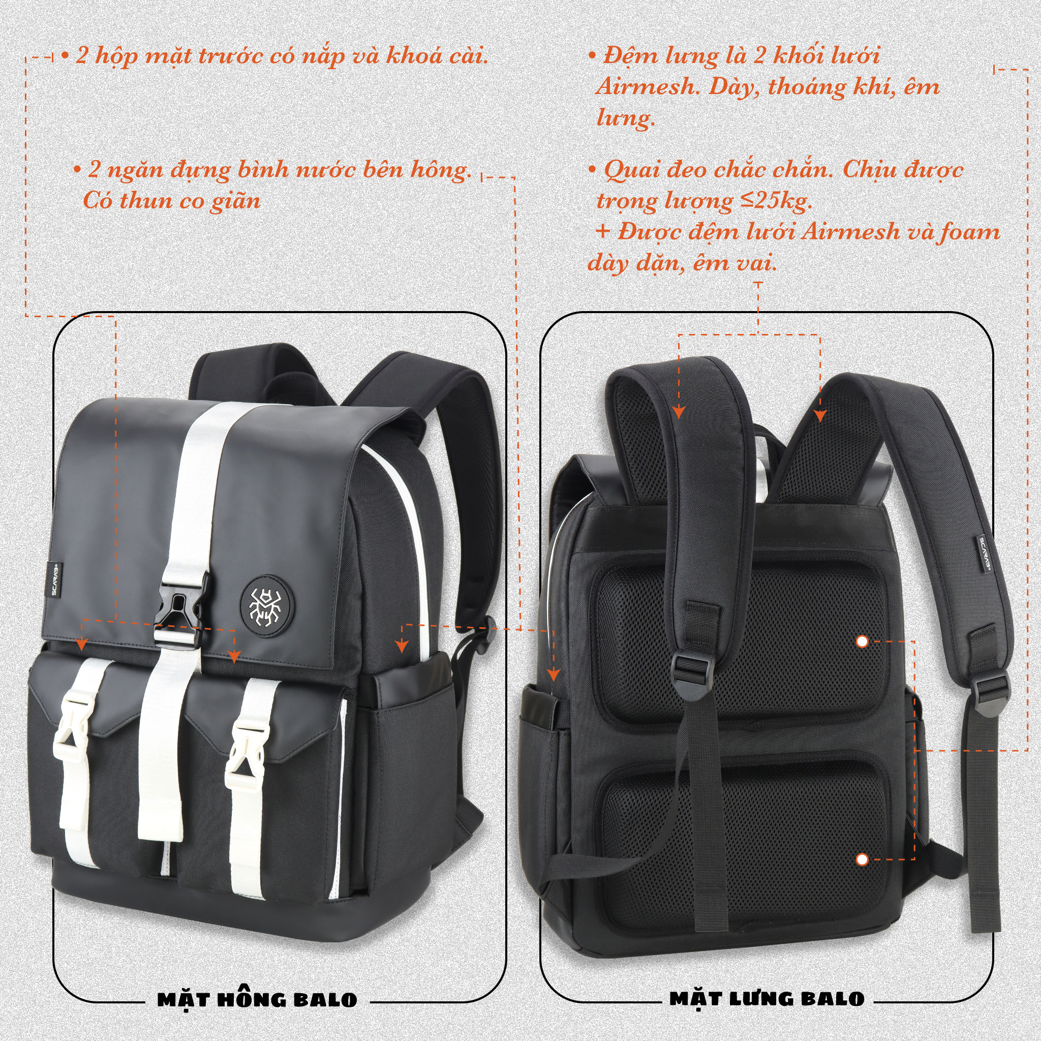 Balo Size Lớn SCARAB - STURDY Backpack Unisex - Logo Tròn