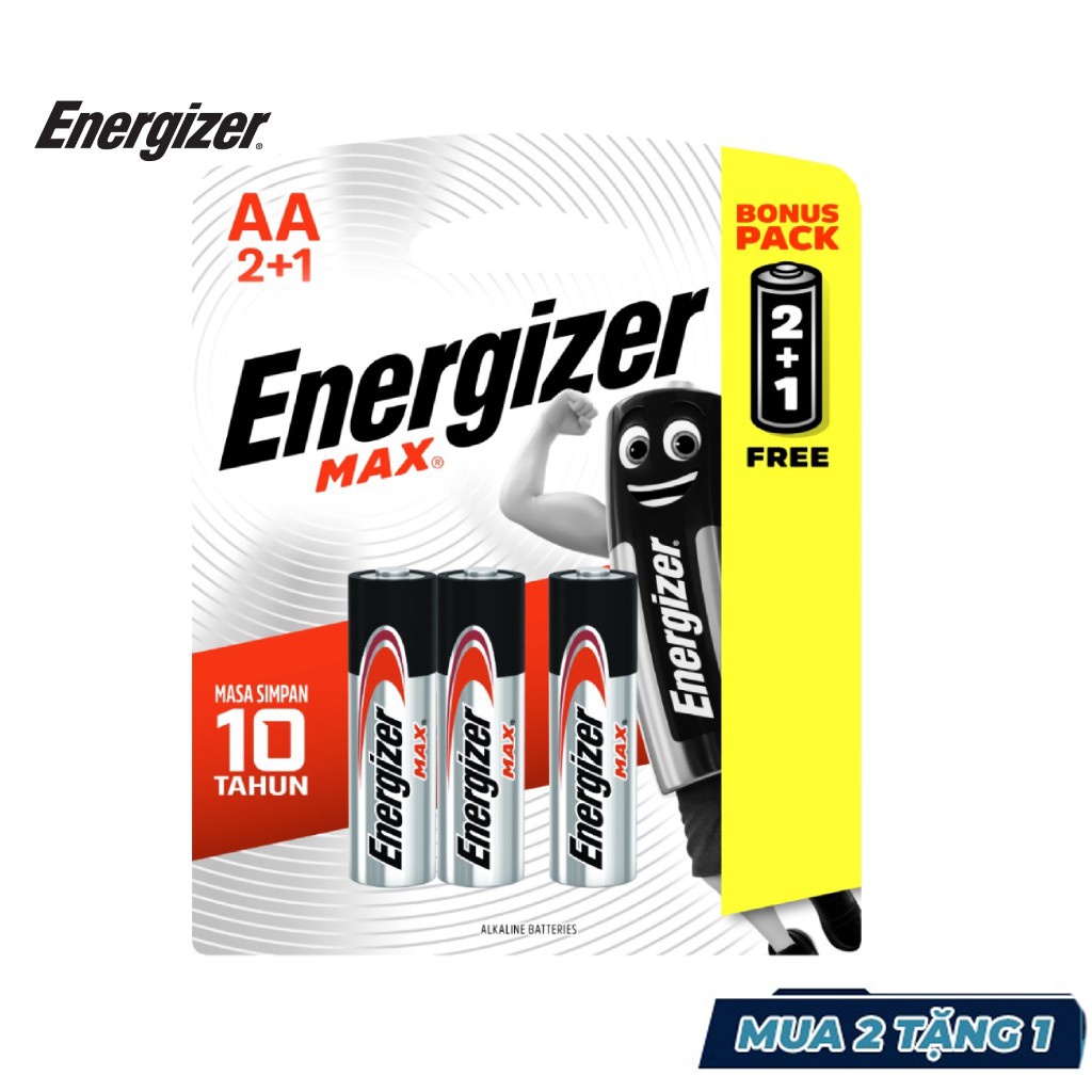 Pin 2a 1.5v siêu bền bỉ energizer max aa e91 bp2+1 - hàng chính hãng