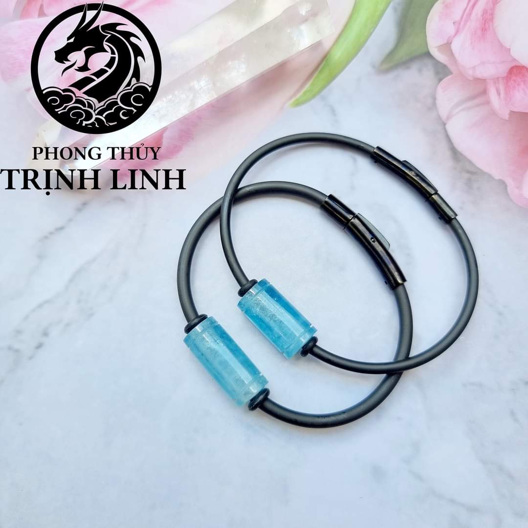 Vòng tay lu thống aquamarine vuông