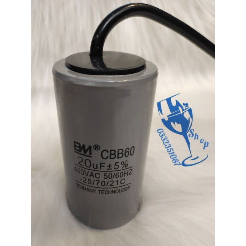 Bảng giá tụ BM CBB60 20uf-450v loại tốt dùng cho máy bơm - mô tơ
