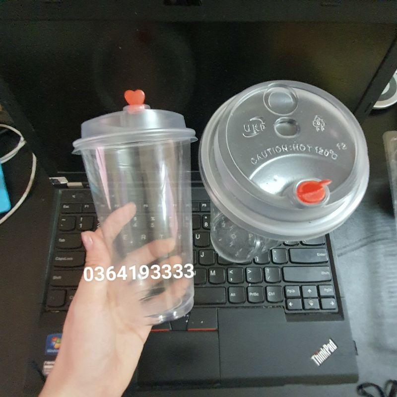 Sỉ 50 cốc nhựa nắp tim 500ml