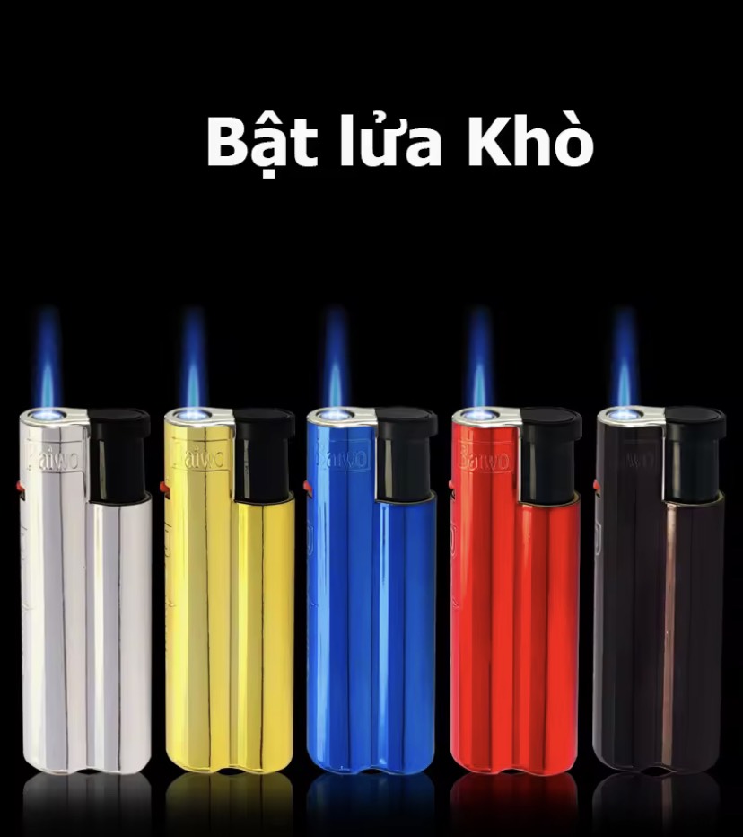 Bật lửa khò 1 tia xanh baiwo 958 - vỏ nhôm bóng - size gọn nhỏ tiện bỏ vào hộp - tia xanh cao cấp - hàng chính hãng - có bơm ga - hộp quẹt khò chống gió