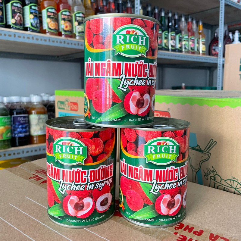 Vải ngâm đường Rich - Lon 565gr