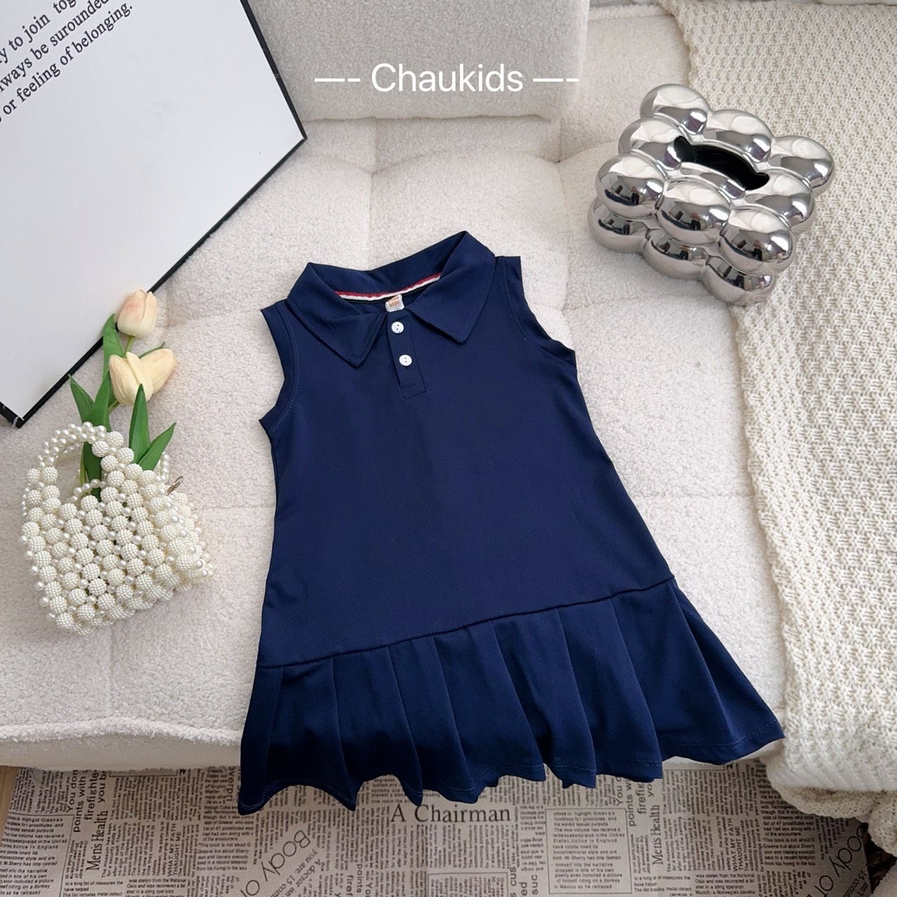 (10-30kg) Váy Polo Sát Nách Đuôi Cá Xếp Ly Cho Bé Gái
