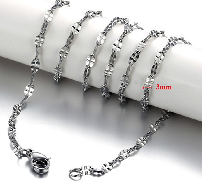 Dây chuyền nữ inox kiểu lá me có chạm 3mm d016