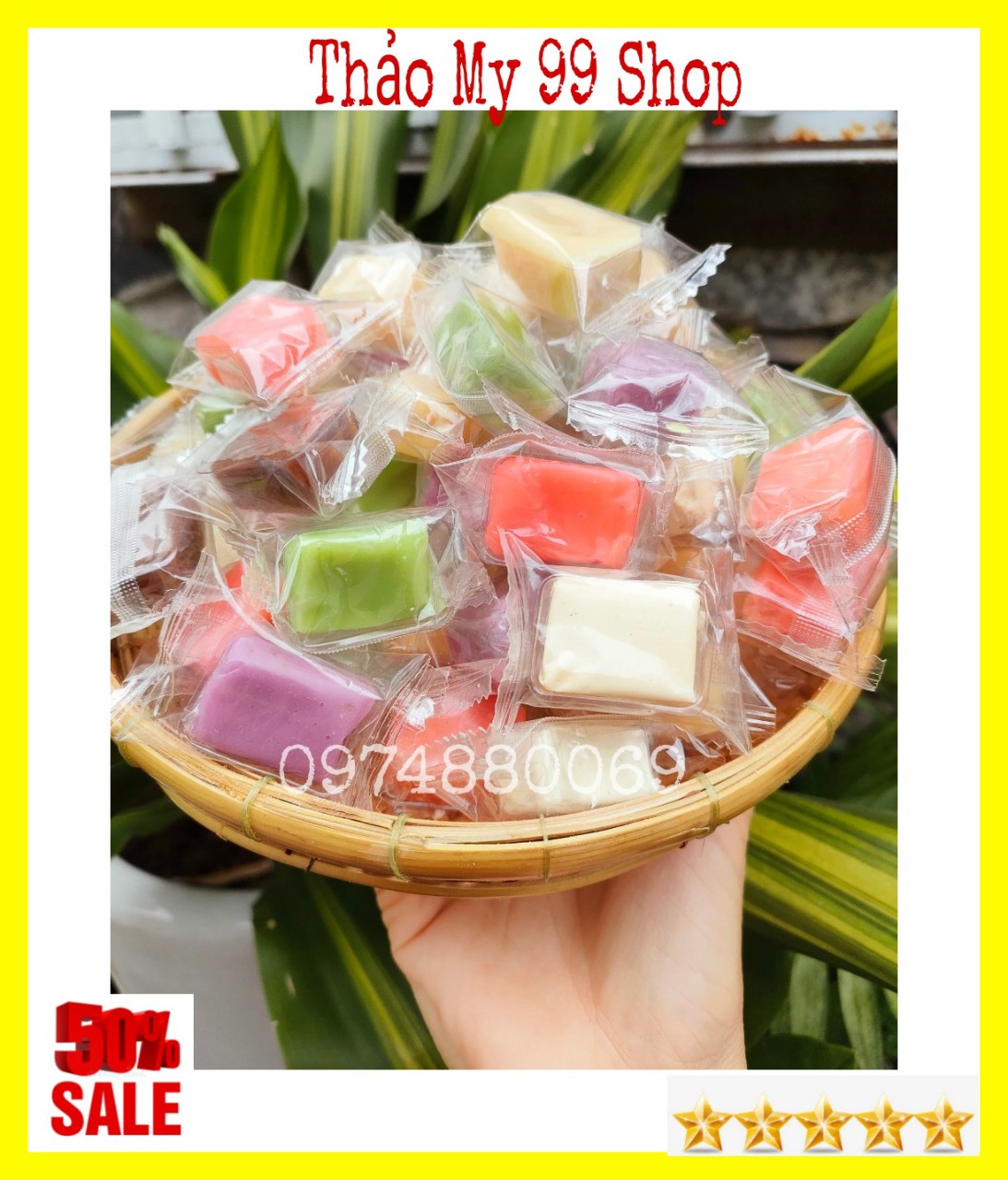 (Freeship) 1kg Kẹo dừa sáp dẻo Thập Cẩm Bến Tre