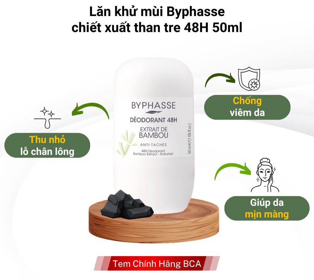 ( Chính hãng) Lăn Khử Mùi Byphasse Deodorant 48h Roll On 50ml
