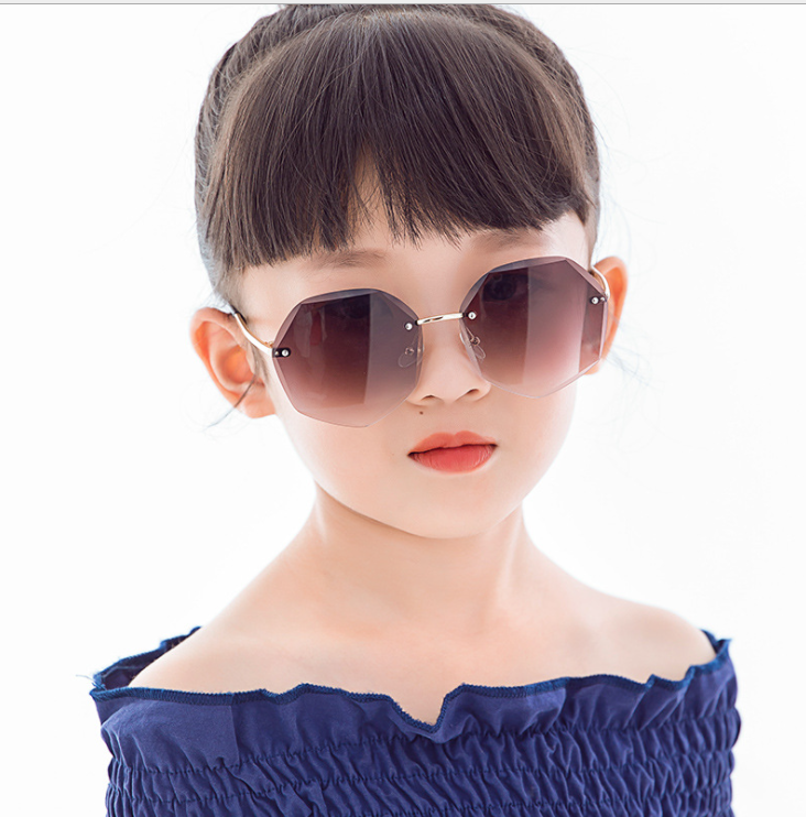 Kính Râm Trẻ Em Gọng Tròn Retro Mới, Kính Râm Kim Loại Phong Cách Hoang Dã Cho Bé