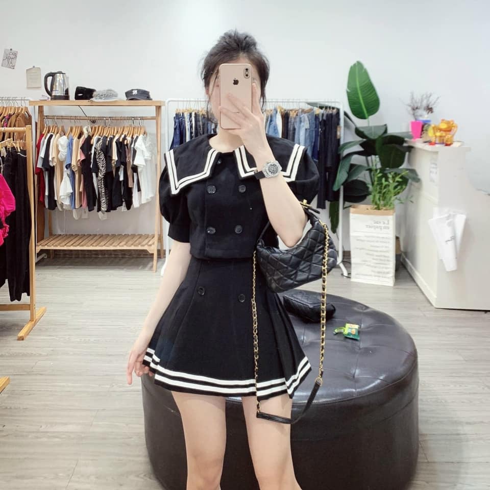 sét áo sơ mi thuỷ thủ mix chân váy