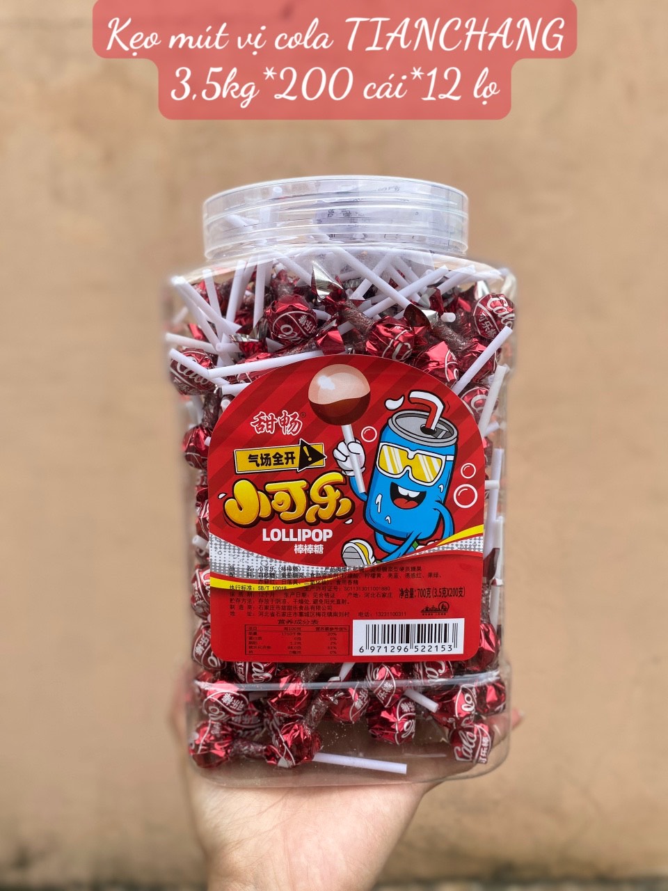 [ VỊ COCA COLA ] Kẹo Mút Mini Trái Cây Cho Bé [ HỦ 200 CÂY]