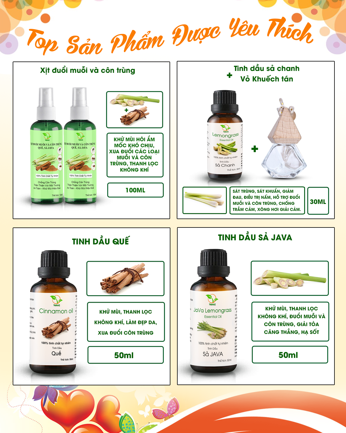 combo 3 chai tinh dầu 5ml mùi tự chọn-TAMAKA