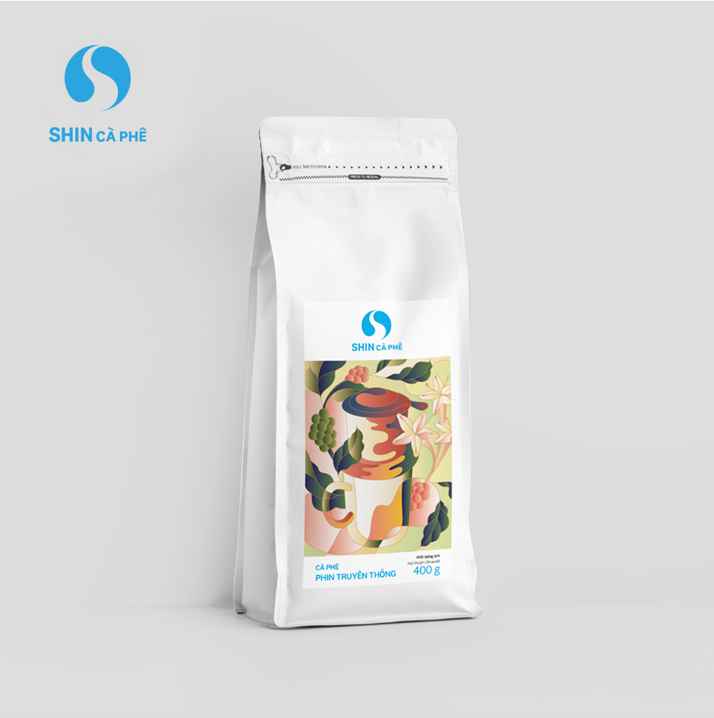 Cà phê phin truyền thống - SHIN Cà Phê - Cà phê pha phin - Gói 400g