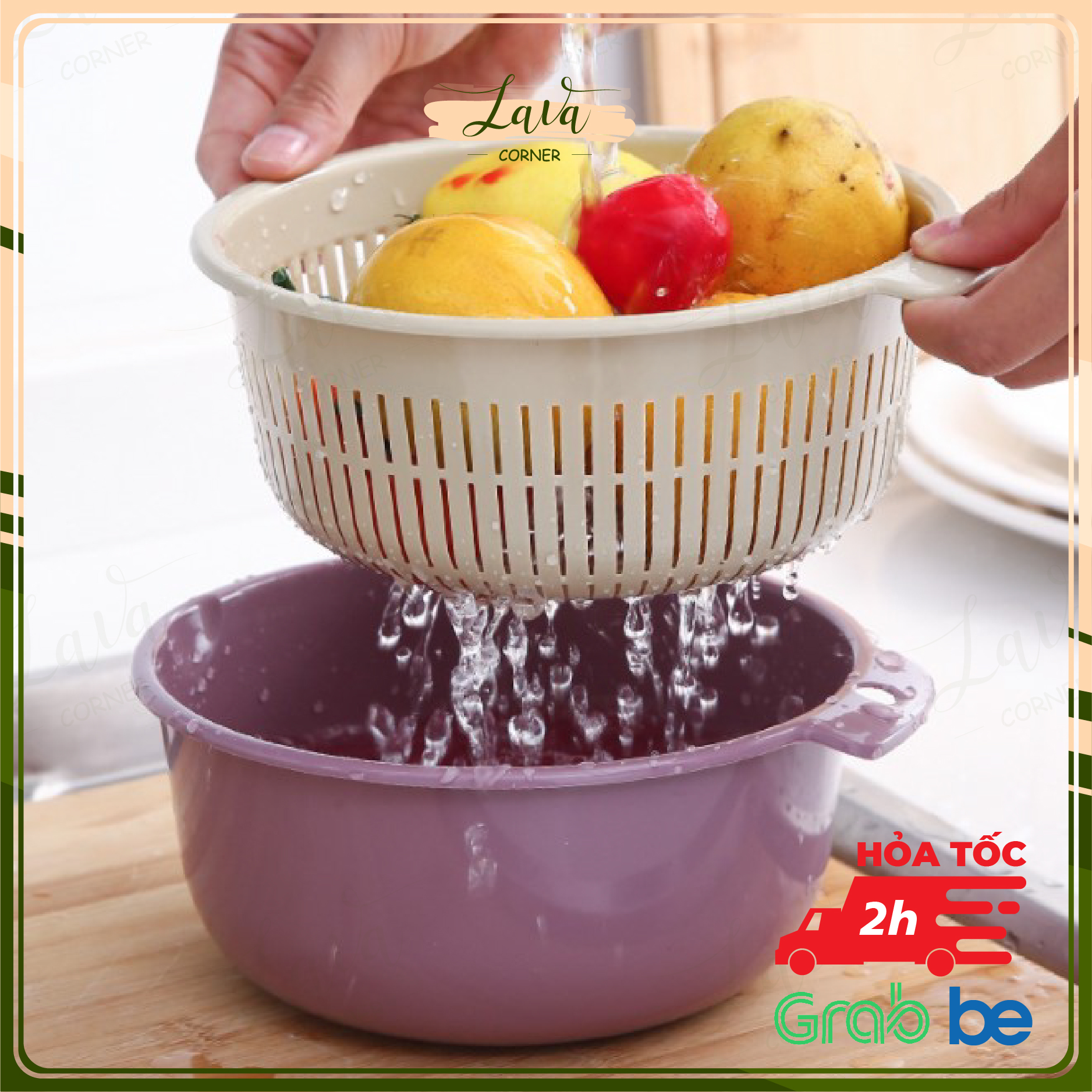 Rổ Nhựa Tròn 2 Lớp Đựng Thực Phẩm