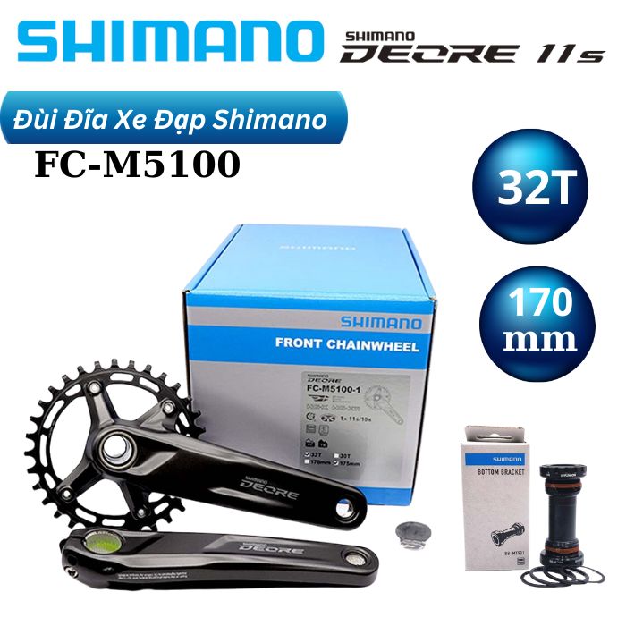 SHIMANO DEORE FC-M5100 1x11/2x11 Speed ​​Dial Set 32T 26-36T 170MM For MTB Bike