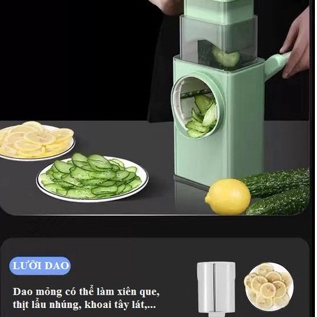 Máy Thái Lát Rau Củ Quả - Máy Bào Sợi Cắt Củ Quả Đa Năng Kèm 6 Lưỡi Dao Cắt Tiện Dụng