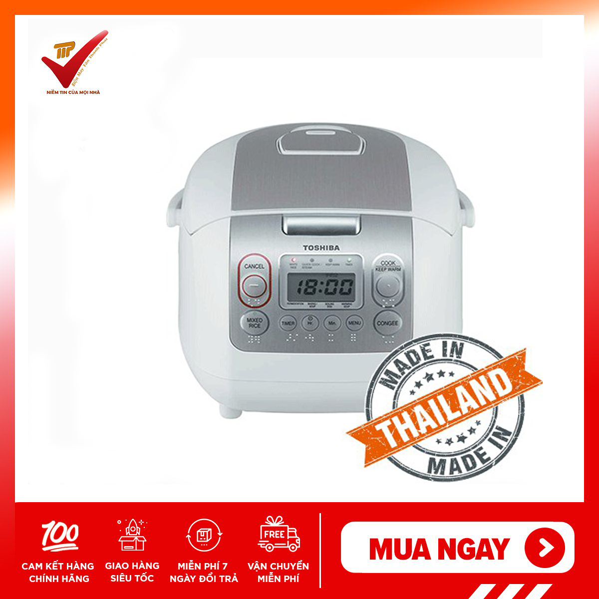 [Chính hãng] Nồi cơm điện tử Toshiba 1.8 lít RC-18 NTFV (w)