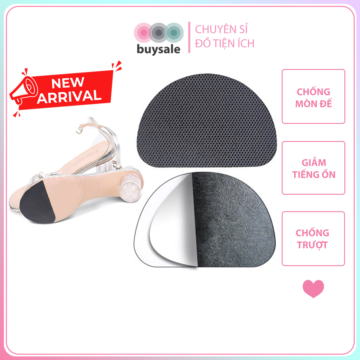 Miếng dán chống trượt đế giày hình bán nguyệt - BuySales - BSPK270