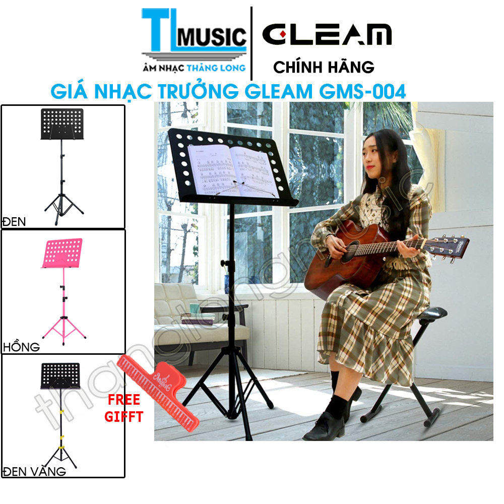 Giá Nhạc Trưởng ( Music Stand ) Cao Cấp Gleam GMS-004B ( Tặng Kèm Kẹp Bản Nhạc ) - Thăng Long Music