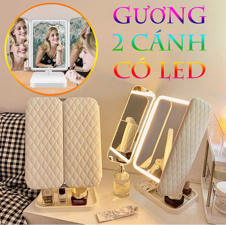 Gương trang điểm 2 cửa có đèn led