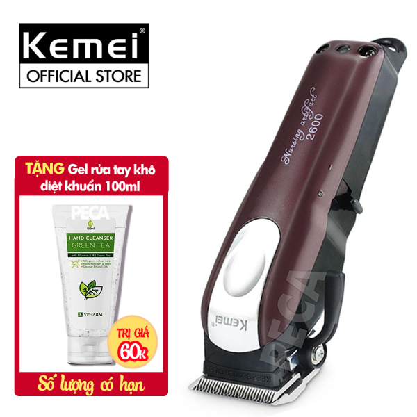 Tông đơ cắt tóc không dây chuyên nghiệp Kemei KM-2600 công suất 9w mạnh mẽ, có thể cắm điện trực tiếp,lưỡi cắt sắt bén dùng cho salon và gia đình cao cấp