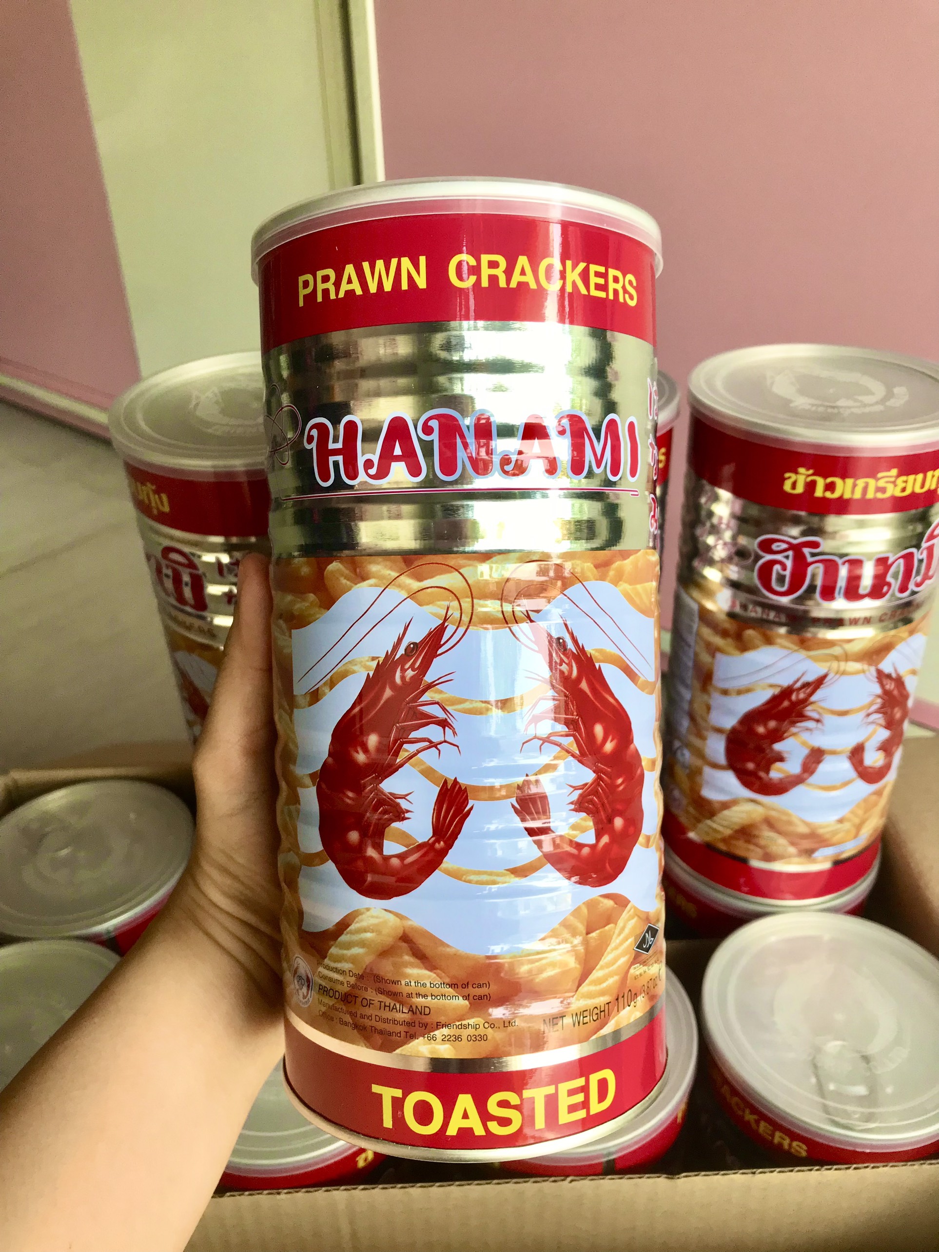 [ Date Mới :8/2025]Snack Tôm Hanami Thái Lan dạng lon 110gr
