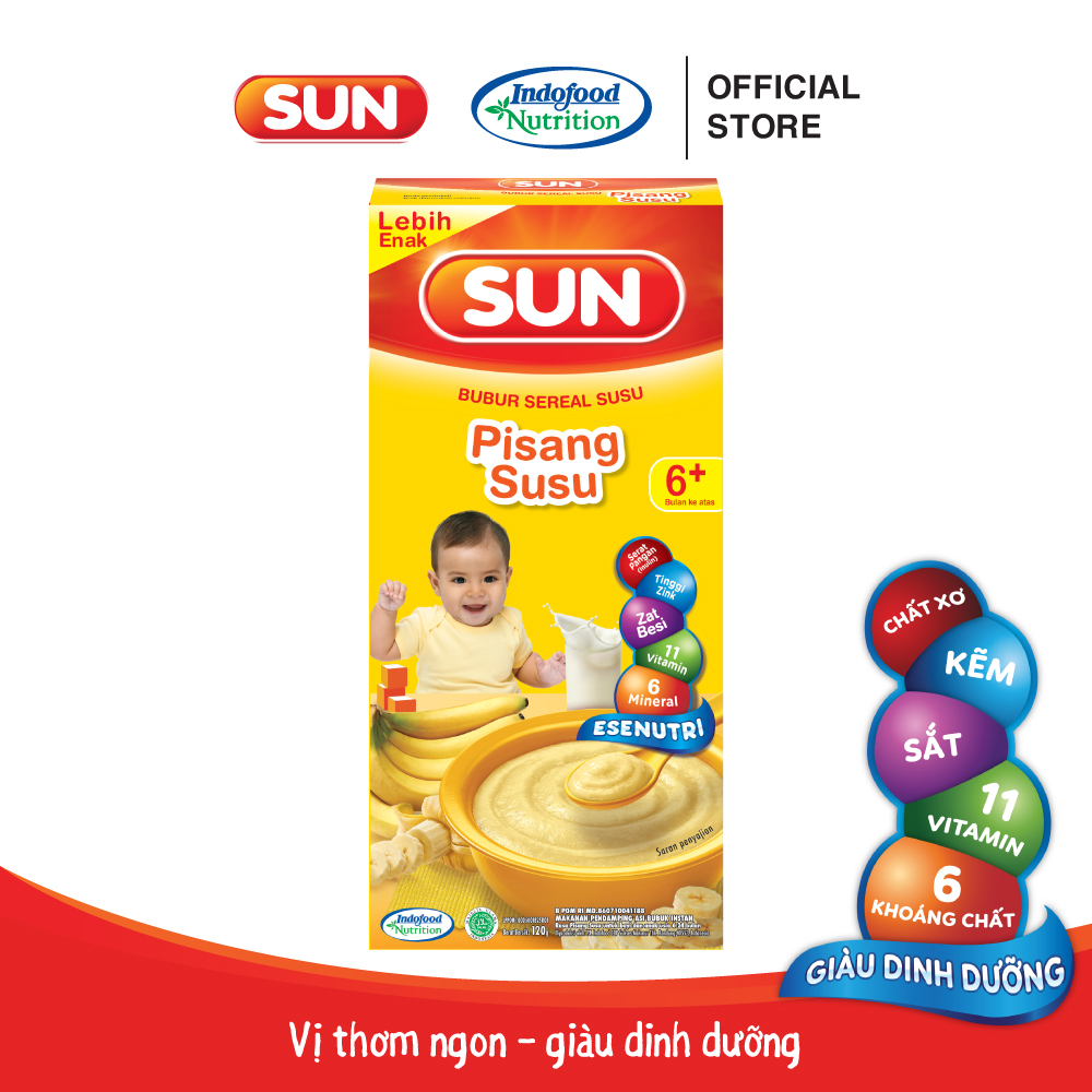 Bột ăn dặm cho bé Sun vị sữa chuối 120g (HSD:11/2022)
