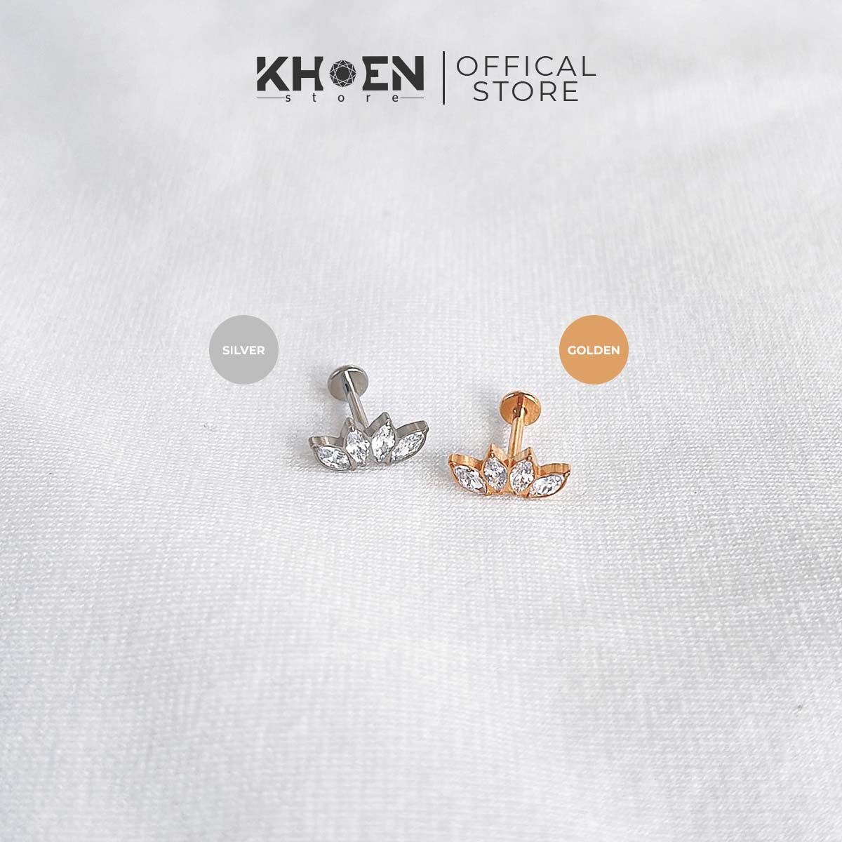 (1 Chiếc) Khuyên Đá 4 tia cánh - Titan - Khoen Store