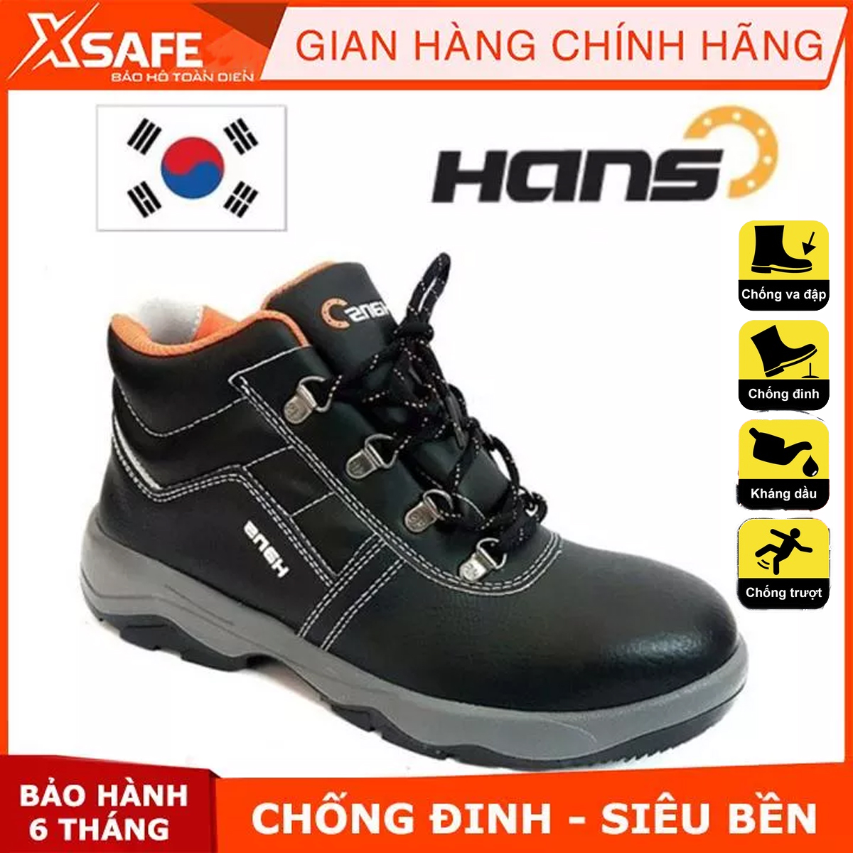 Labor protection shoes Hans HS55 real cow leather, anti-water, anti-proofing, bumps, slip design, lightweight and durable, shoes work shoes, high collar, shoes protective genuine [genuine] [xsafe]